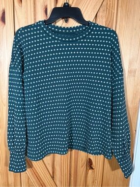 Madewell Women’s Floral Jacquard Green Sweater Size Medium